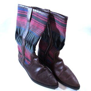 NIB Vittorio Ricci Leather and Canvas Boots Size 8